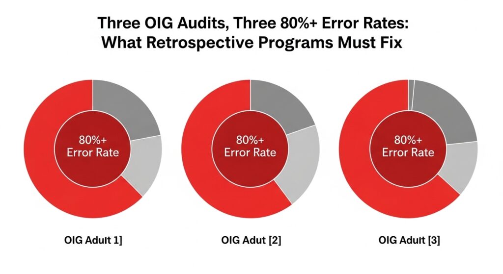 Three OIG Audits, Three 80%+ Error Rates: What Retrospective Programs Must Fix